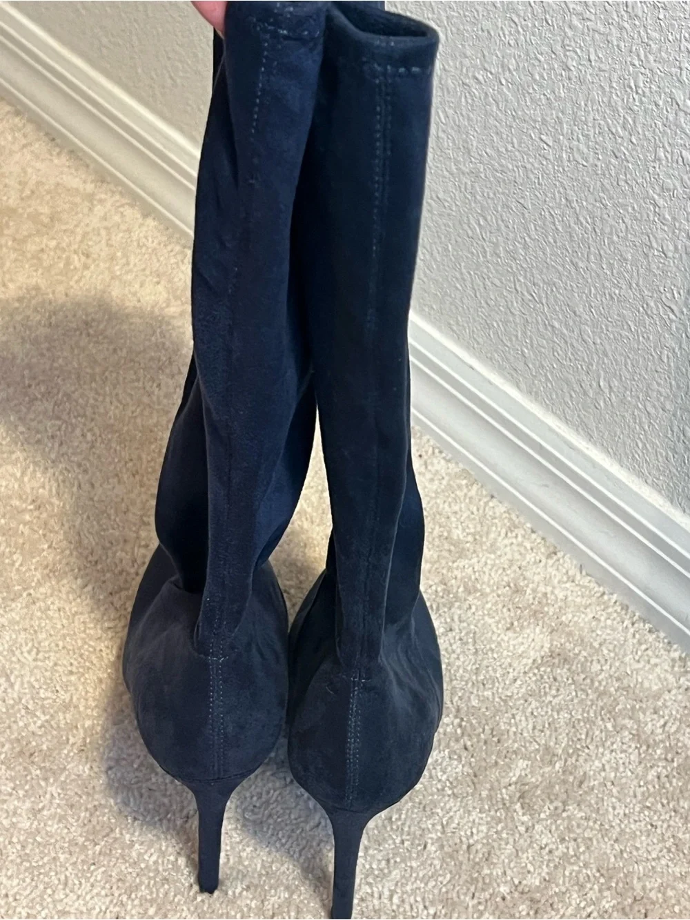 Jessica Simpson Navy Serelli Micro-Suede Knee-High Stiletto Platform Boot